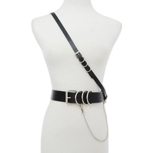Punk Casual Leather Belt Fashion Cool Strap Chain Waistband One Piece Strap Girdle