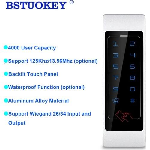 RFID Access control Touch Keypad Support 4000user One Touch Entry Office Waterproof Access Wiegand 13.56Mhz 125KHZ Card Reader
