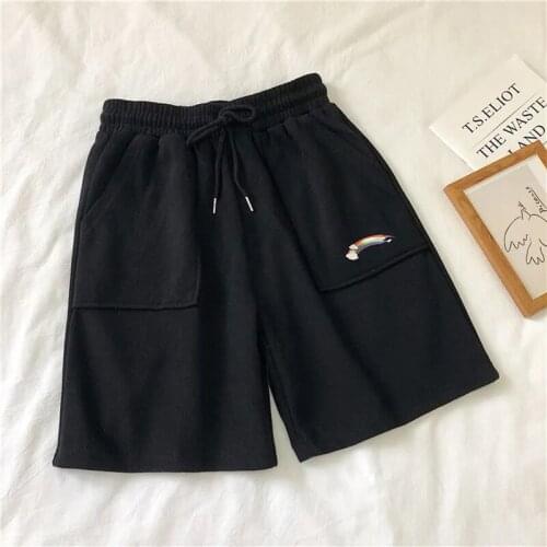 Shorts Girl Korean Style Sweet Student Harajuku Women Embroidery Elasticity Lovely Colorful Simple Oversize Trousers Female vero