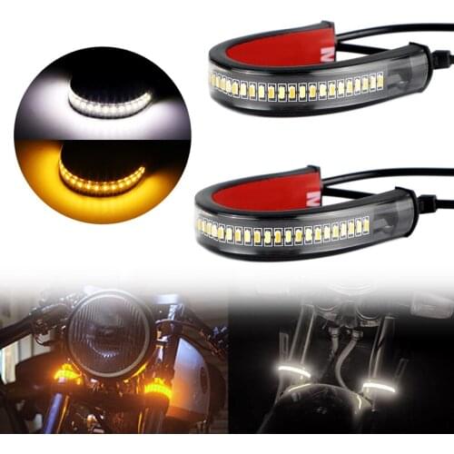 LED Motorcycle Turn Signal Light & DRL Amber White Moto Flasher Ring Fork Strip Lamp Flashing blinker 12V intermitentes moto