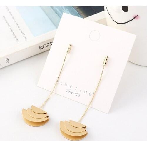 TONGKWOK Bohemia Exaggeration Dangle Earrings For Women Silk Thread Tassel Metal Long Chandelier Earrings #140875