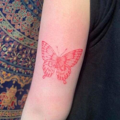 1PC Red Butterfly Waterproof Fake Tattoo Stickers For Men Women Arm Waist Leg Water Transfer Temporary Tattos Party Flahs Decals