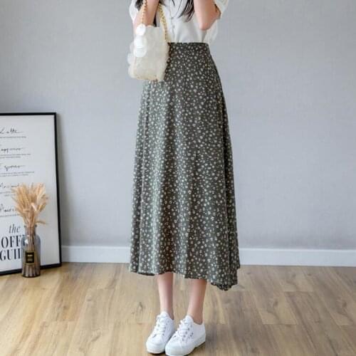 Womens Skirt Vintage Clothes Long Skirts Black Harajuku Summer High Waist Streetwear 2021 Fashion flowy Spring Elastic Chiffon