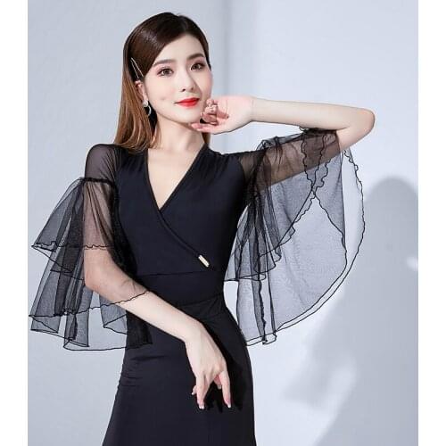 Ballroom Dance Costumes For Women Latin Rumba Performance Clothes Waltz Floating Sleeved Modern Dance Practice Wear DQS7745