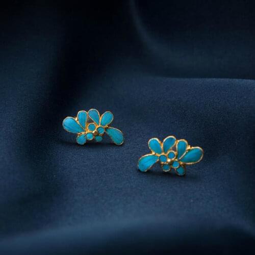 Original design of Chinese classical palace style plant Earrings unique drop glue enamel porcelain craft minority female jewelry