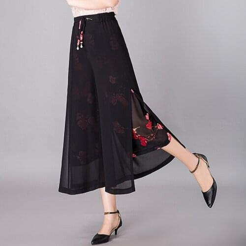 Women Chiffon Wide Leg Pants Ropa Korean Style Summer Vintage Plus Size Trousers High Waist Casual Pantalones De Mujer Clothing