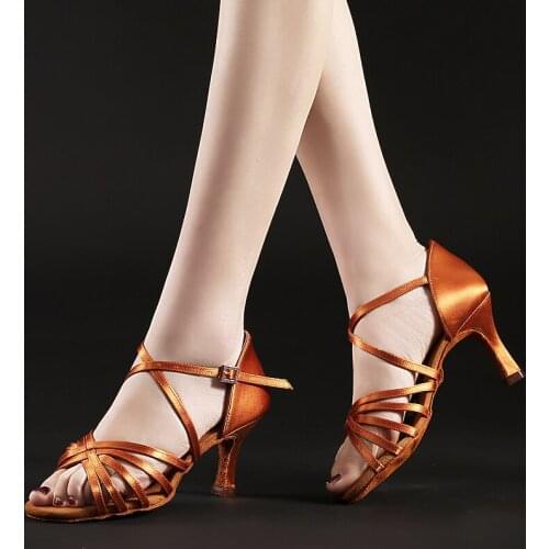 BDS211 Hot Selling Heel 7.5/5.5cm Silk Satin Latin Ballroom BD Dance Latin Shoes Women Dance Shoes