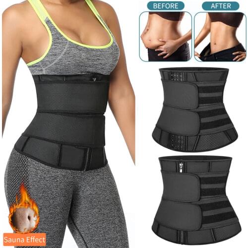 Women Workout Waist Trainer Tummy Slimming Sheath Trimmer Belt Latex Shapewear Sauna Body Shaper Corset Sweat Reducing Girdles