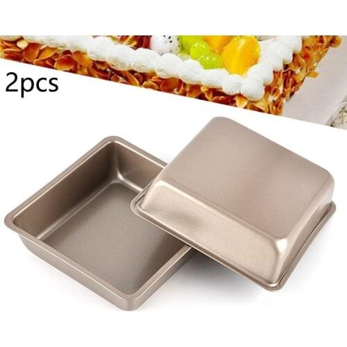 2PCS 4inch Non-stick Square Cake Mold Cake Pan Carbon Steel Baking Pans Mould Bread Mold Bakeware DIY Kitchen Tools