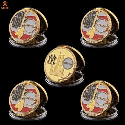 5Pcs American Boston Marathon Explosion USA Liberty Goddess Freedom Gold Metal Coin Value Collection
