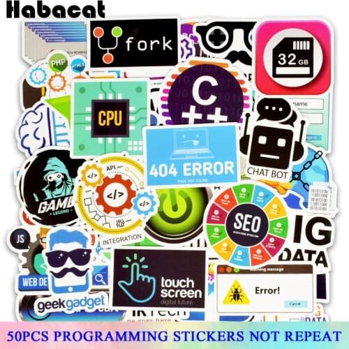 50 Pcs/Pack Internet Java Programming Stickers For Motorcycle Skateboard Laptop C++ Language Car Phone DIY Album Toys Sticker
