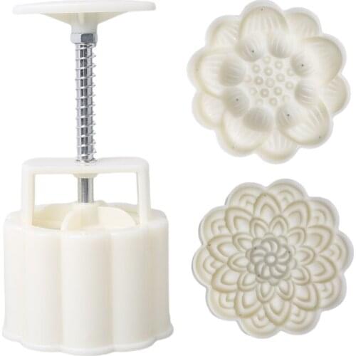 50LB Cookie Cutter Moon Cake Mould Exquisite Pattern Style DIY Cake Decoration Food-Grade Plastic Chinese Lotus Shape Home