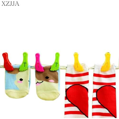 XZJJA 6Pcs Little Feet Clothes Pegs Socks Bed Sheet Towel wind-proof Pins Clips Household Clothespins Arts Photo Paper Clamp