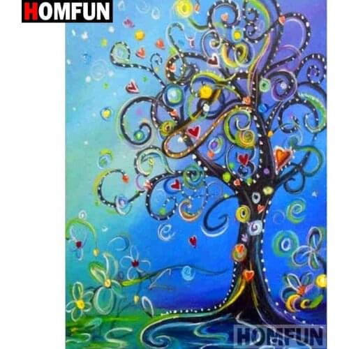 HOMFUN Full Square/Round Drill 5D DIY Diamond Painting "Color tree" 3D Diamond Embroidery Cross Stitch Home Decor A19421