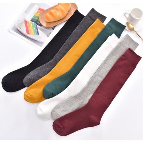 Hot sale 7 Colors Man And Woman Solid Stockings Womens High Tube Over Knee Stockings Fashion Half Cotton Stockings For Male#4