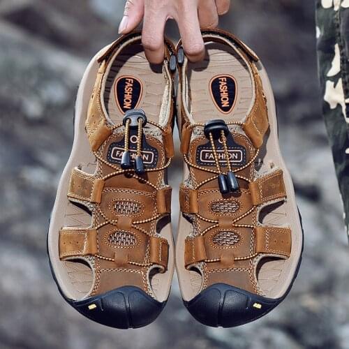 DAFENP Men's Leather Sandals