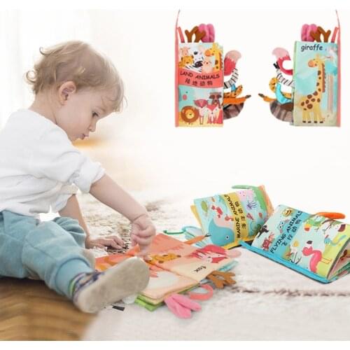 Animal Style Baby Cloth Books Tear Risistent Newborn Baby Toys Learning Educational Kids 3D Fabric Books Early Learning Toys