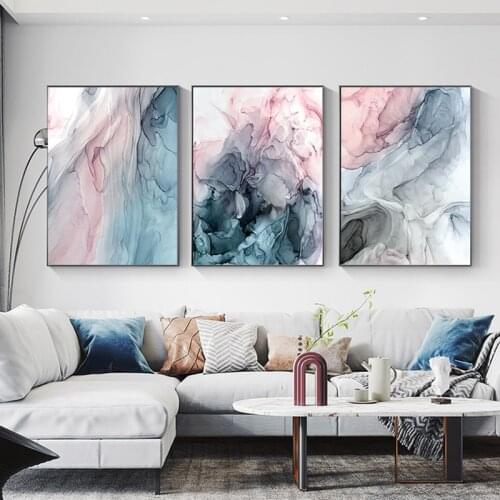 Home Decoration Painting Golden Blue Pink Purple Imitation Marble Pattern Abstract Poster HD Painting Nordic Modern Canvas Mural