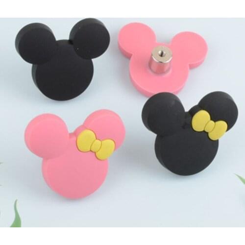 Creative cartoon color environmental protection silicone childrens room handle pink red black drawer shoe cabinet knob pull