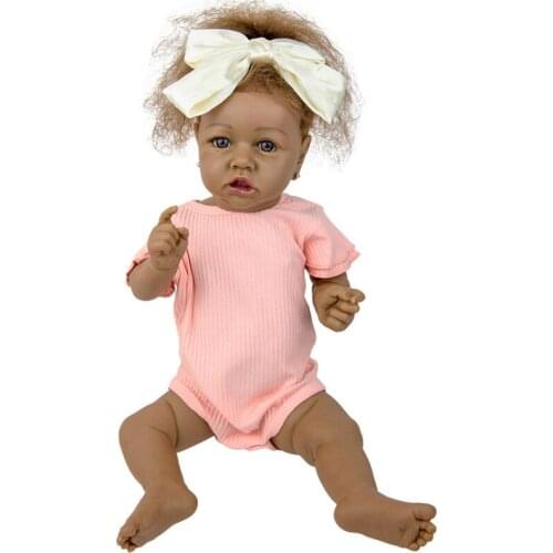 23inch About 58cm Reborn Doll With Crooked Mouth Full Silicone Soft Real Gentle Touch Blue Eyes Vinyl Lifelike Real Touch Baby