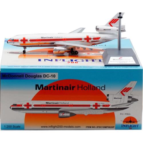 Diecast 1:200 Scale Douglas DC-10-30 PH-MBG Martinair Holland Airlines Model Alloy Aircraft Plane for Collection Souvenir Gift