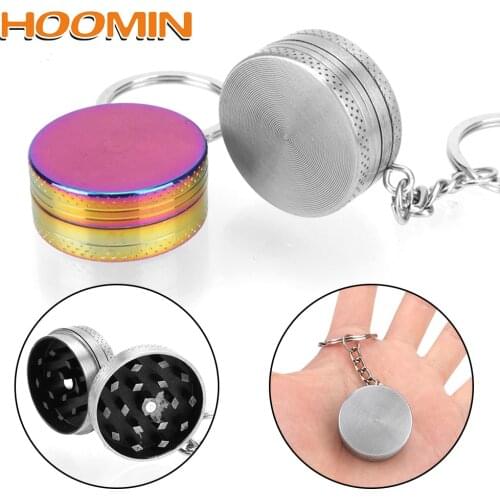 HOOMIN Portable keychain 2 Layers Metal Weed Grinder Tobacco Grinder Spice Mill Grinder Crusher Tobacco Zinc Alloy Mini Cute