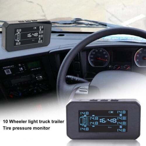 Tire Pressure Monitor Wireless LCD Display ABS Car Tire Pressure LCD Temperature Monitoring Alarm System for 10-Wheel Truck