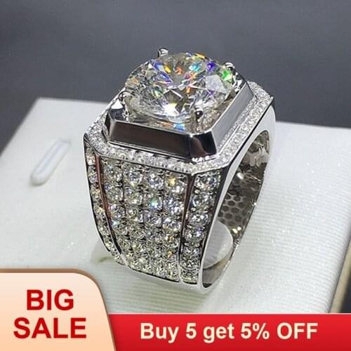 925 Silver VS2 2 Carats Diamond Ring for Men Anillos Bizuteria Gemstone silver 925 Jewelry bague diamant bijoux femme Rings