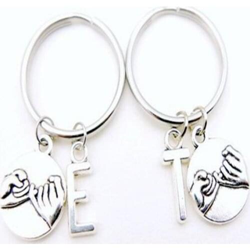 Pinky Swear Promise Keychain 26 letters Good friends Keyring Thanksgiving Couples Party Gifts Souvenir Key Chains Rings Jewelry