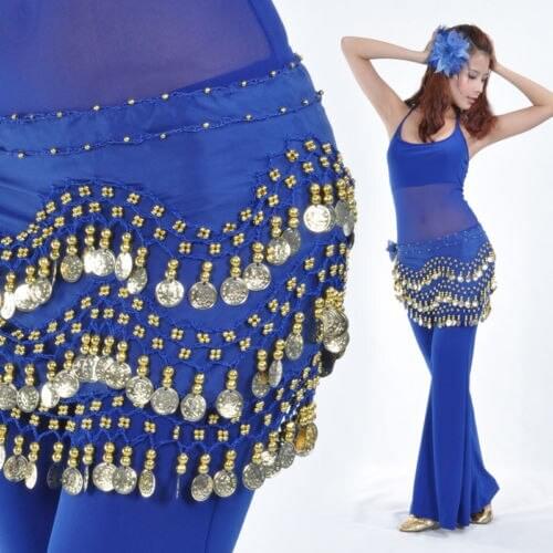 NEW Top Sell Belly Dance Hip Scarf Belt Golden Coin Danding belt 13 Colors for choice