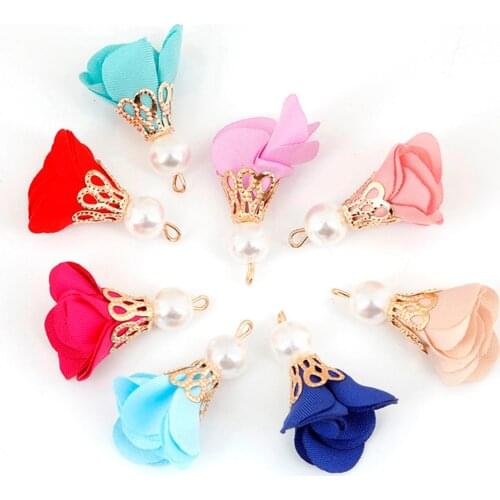 Multi Color Gold Alloy Caps Pearl Beads Flower Tassels DIY Handmade Decorative Accessories For Cellphone/Curtain/Garment
