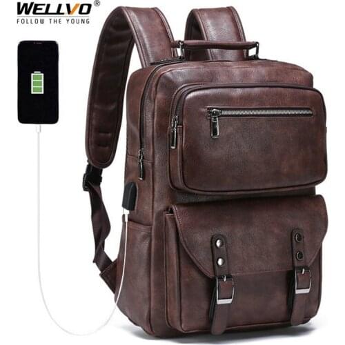 Retro Mens Backpack Fashion USB Charging Backbag Large Capacity Business Travel Bagpack School Bags For College Students X153C