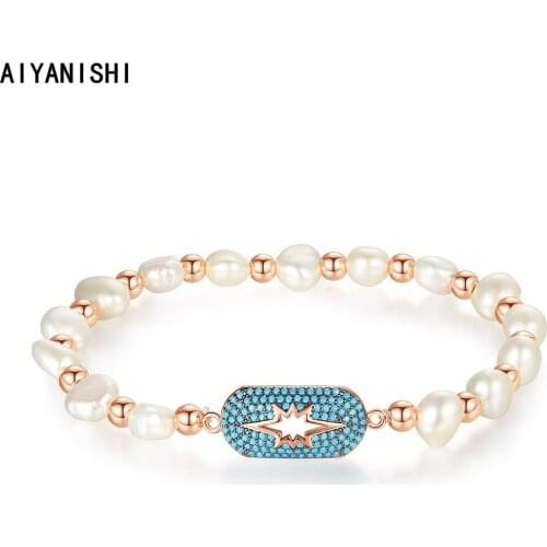 AIYANISHI Vintage 18K Gold Filled Pearl Bracelets for Female Tennis Bracelets Women Party Bracelet Couples Korean Fashion Gift