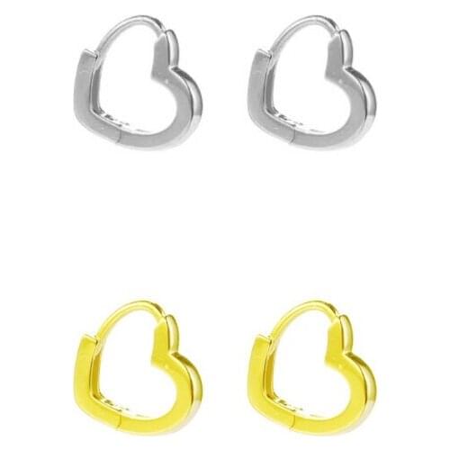 Fashion Silver Gold Color Minimalist Love Heart Hoop Earring for Women Rock Punk Party Jewelry Accessories Pendientes Wholesale