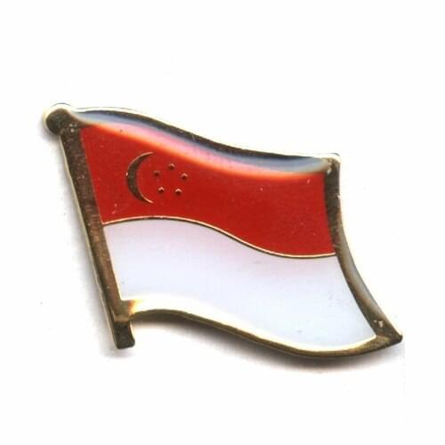 Singapore country flag lapel pin badge+Iron plated brass+paints+epoxy+butterfly back button-Free shipping(350 pcs/lot)