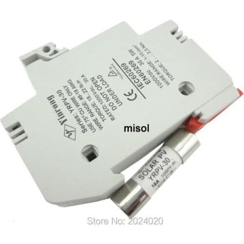 1 unit of PV solar fuse 10A 1000VDC fusible 10x38 gPV, with holder
