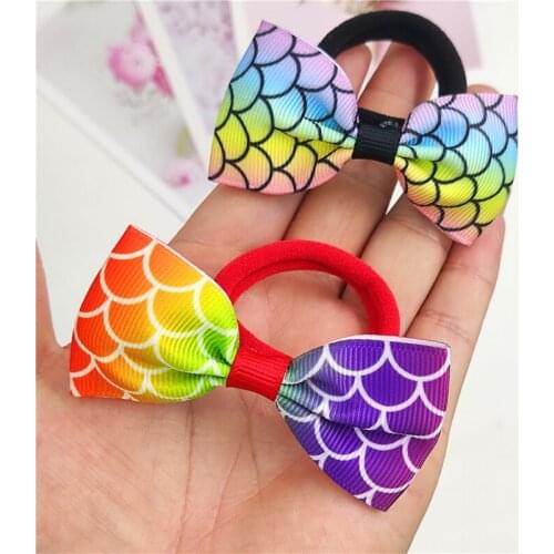 1 Piece Pretty Creativity Fish Scales Ties Bows Elastic Hair Bands For Baby Girls Hairpin Clips Scrunchy Kids Hair Accessories