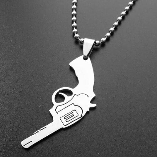 10 Stainless Steel Revolver Pistol Necklace Guns Movie Character Zorro Weapon Pistol Necklace Men Revolver Necklace Jewelry