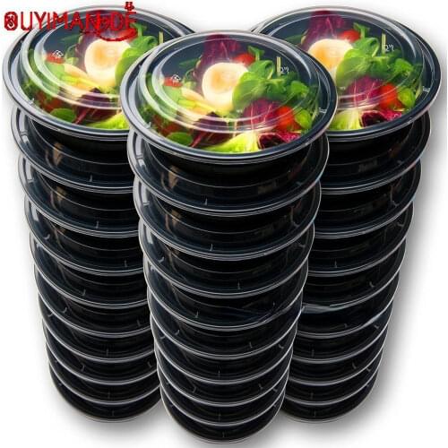 15pcs/set Meal Prep Containers Plastic Food Containers with Lids Outdoor Portable Bento Lunch Box, 1Compartment Round Lunch Box