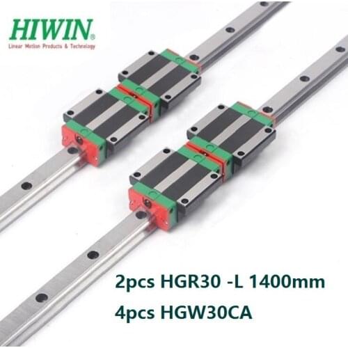 2pcs origial Hiwin rail HGR30 -L 1400mm linear guide + 4pcs HGW30CA HGW30CC flange carriage blocks for cnc router