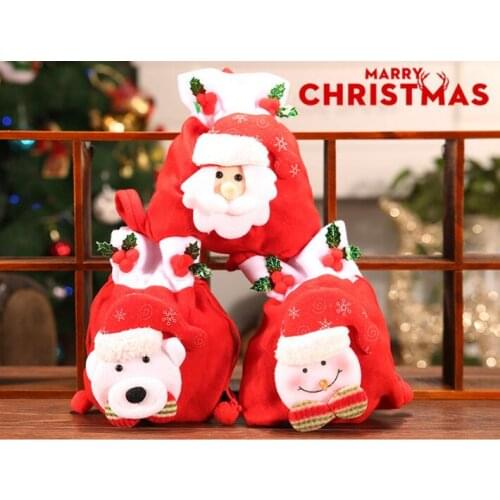 30pcs/lot Santa Claus Bag Apple Candy Bag New Year 2020 Ornaments For The Christmas Tree Christmas Bag Winter Decoration Snowman
