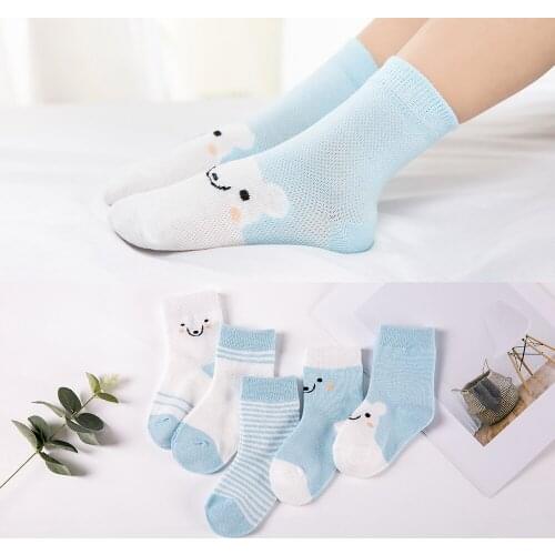 5Pairs/lot 2-9Y Baby Socks Summer Cotton Color Aminal Bear Kids Socks Colorful Girls Mesh Cute Newborn Boys Toddler Socks Baby