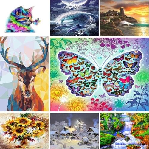 5D Diamond Painting Beautiful Landscape And Flower Handsome Animal Embroidery Kit Painting Mosaic DIY Home Decoration Gift