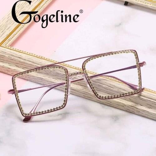 Diamond Square Metal Glasses Frame for Women Men Retro Clear Lens Eyeglasses Eyewear Eye Glasses Frames Unisex Accessories