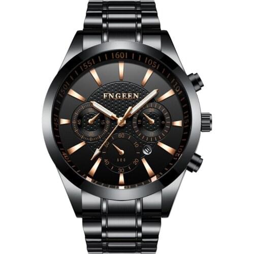 Luxury Mens Watch Top Brand FNGEEN Steel Military Sports Business Male Watches Waterproof Date Quartz Clock Relogio Masculino
