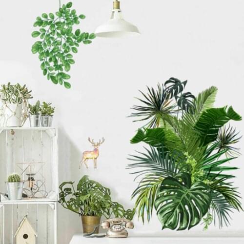 Flower Green Plant Turtle Back Leaf Fawn Creative Wall Decal Background Wall Living Room Decoration Wall Sticker
