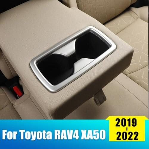ABS Car Rear Seat Water Cup Holder Decorative Cover Trim Water Bowl Frame For Toyota RAV4 RAV 4 2019 2020 2021 XA50 Accessories