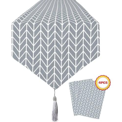 Table Runner with Tassels and Placemats Set of 4, Table Cloth, for Kitchen Home Tablecover,Dining Room Party Holiday Decoration