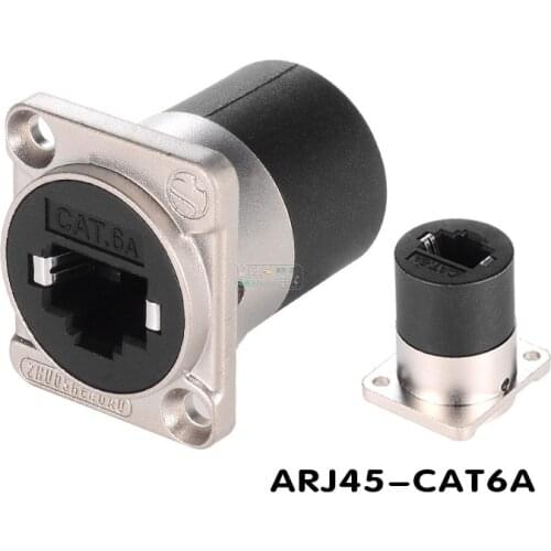 1Pcs D-type Super Category 6 shielded RJ45 network socket metal shell 86 panel mounting dual-pass module CAT6A CAT5E RJ11 HiFi