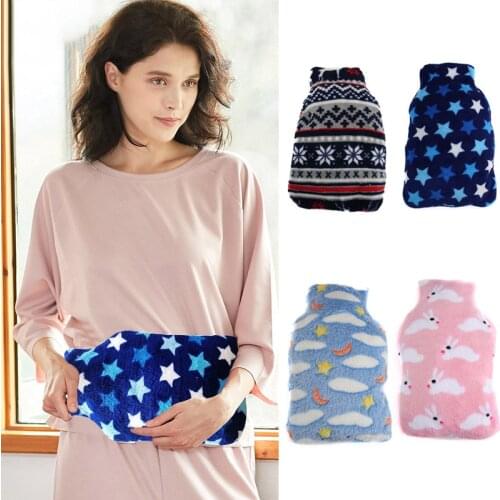 Hot Water Bottle Bag Cover Coral Fleece Cloth 1000ml Keep Warm Soft Home Relaxing CFE